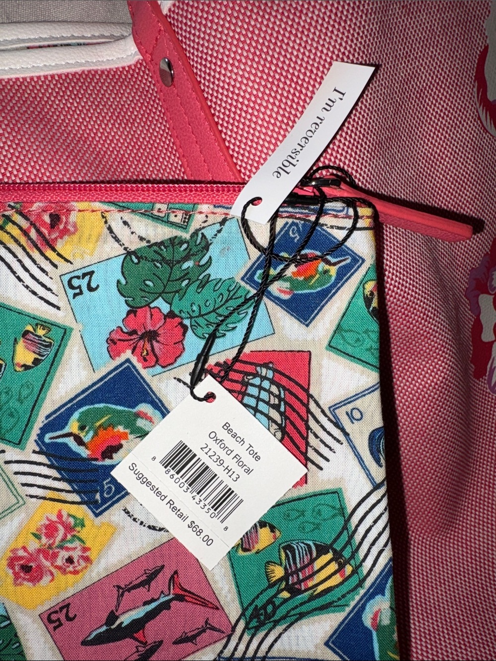 Vera Bradley Reversible Beach Tote with Clutch - Picture 3 of 3